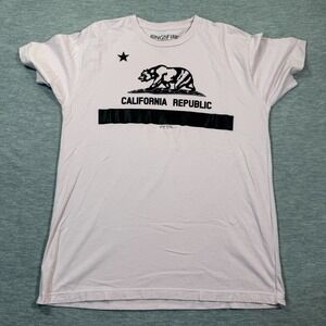 Ring Of Fire T Shirt Men Large White California Republic Bear Graphic Casual Tee